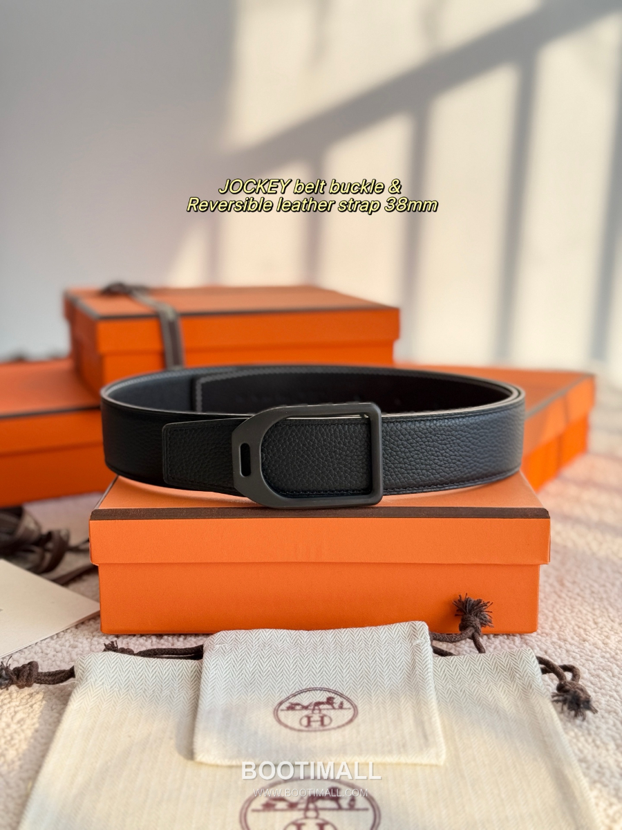 Hermès Jockey Belt Buckle & Reversible Leather Strap 에르메스 조키 버클 & 리버서블 레더 스트랩 벨트 매트블랙 3.8cm 3