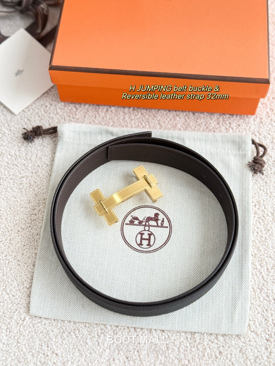 Hermès H Jumping Belt Buckle & Reversible Togo Leather 에르메스 H 점핑 버클 & 리버서블 토고 레더 스트랩 벨트 블랙 3.2cm 2