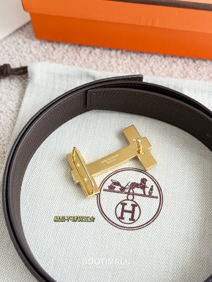 Hermès H Jumping Belt Buckle & Reversible Togo Leather 에르메스 H 점핑 버클 & 리버서블 토고 레더 스트랩 벨트 블랙 3.2cm 5