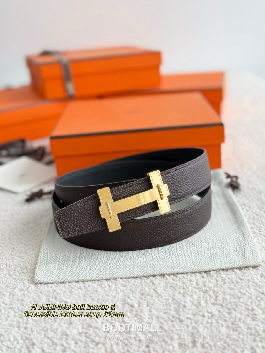 Hermès H Jumping Belt Buckle & Reversible Togo Leather 에르메스 H 점핑 버클 & 리버서블 토고 레더 스트랩 벨트 블랙 3.2cm 8