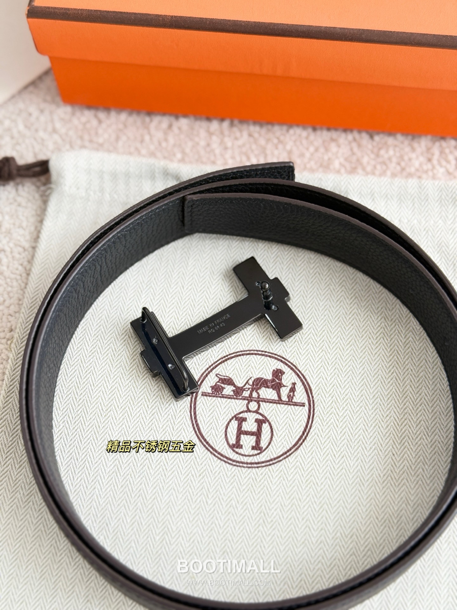 Hermès H Jumping Belt Buckle & Reversible Togo Leather 에르메스 H 점핑 버클 & 리버서블 토고 레더 스트랩 벨트 매트블랙 3.2cm 5