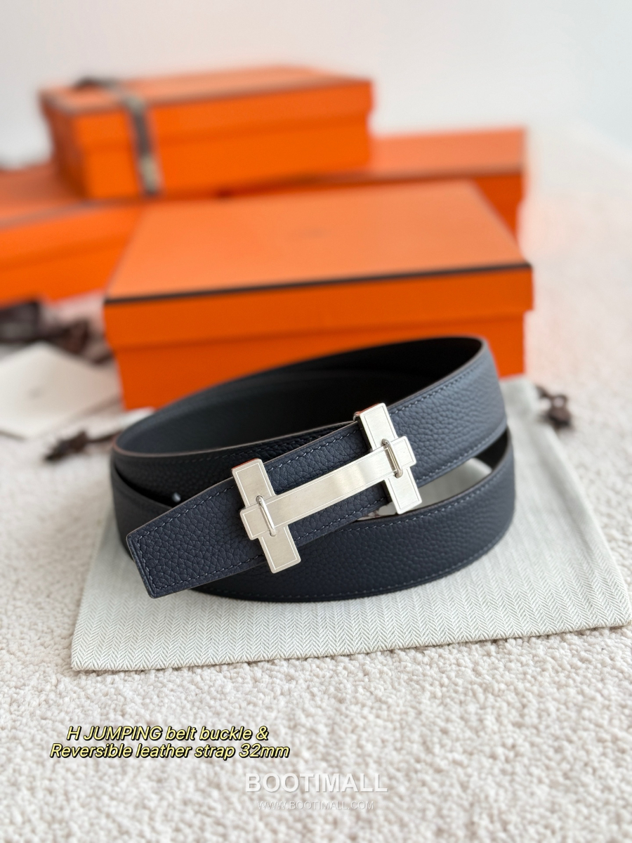 Hermès H Jumping Belt Buckle & Reversible Togo Leather 에르메스 H 점핑 버클 & 리버서블 토고 레더 스트랩 벨트 매트실버 3.2cm 8