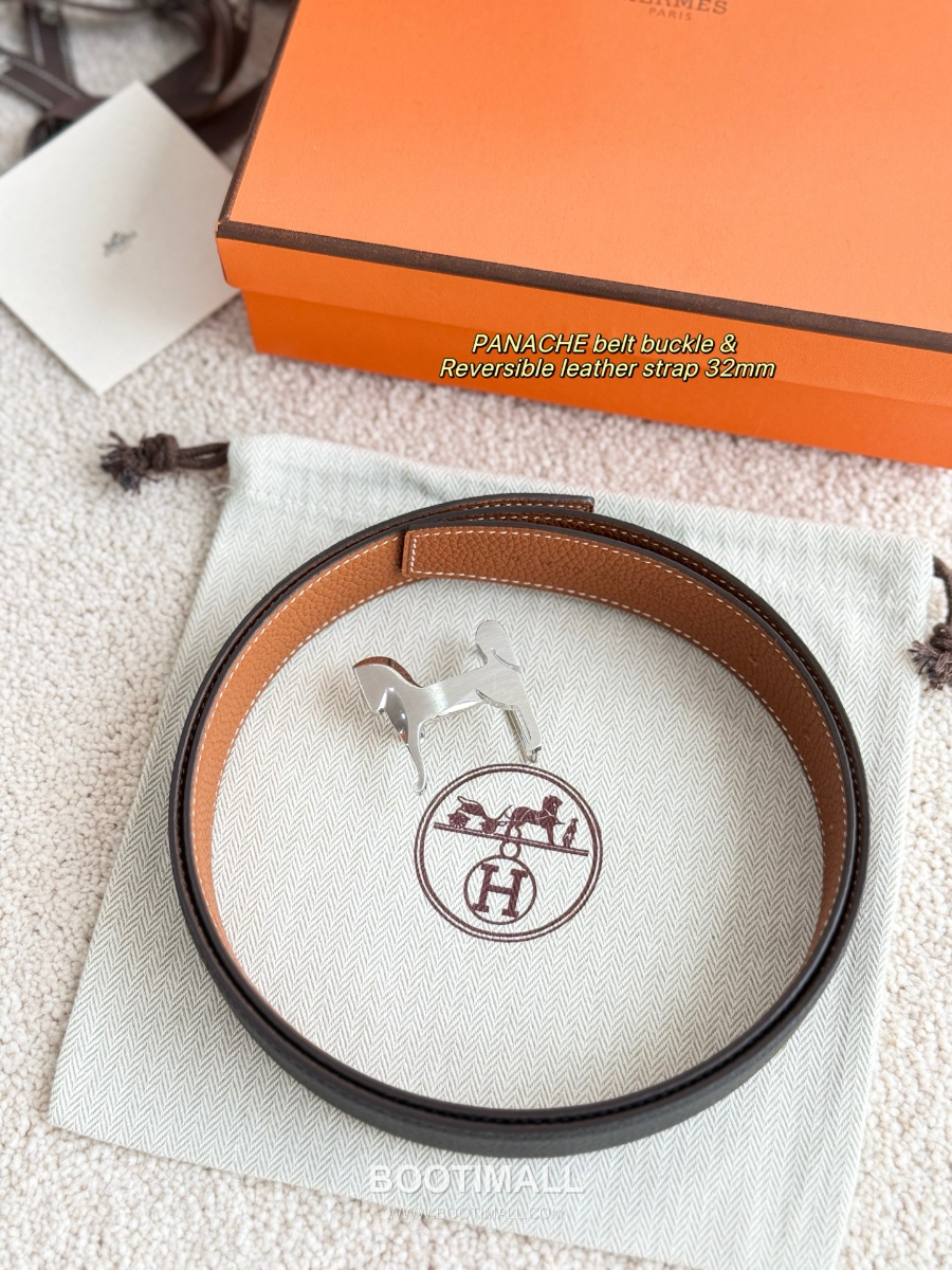 Hermès Panache Belt Buckle & Reversible Togo Leather에르메스 파나슈 버클 & 리버서블 토고 레더 스트랩 벨트 블랙/브라운 3.2cm 1