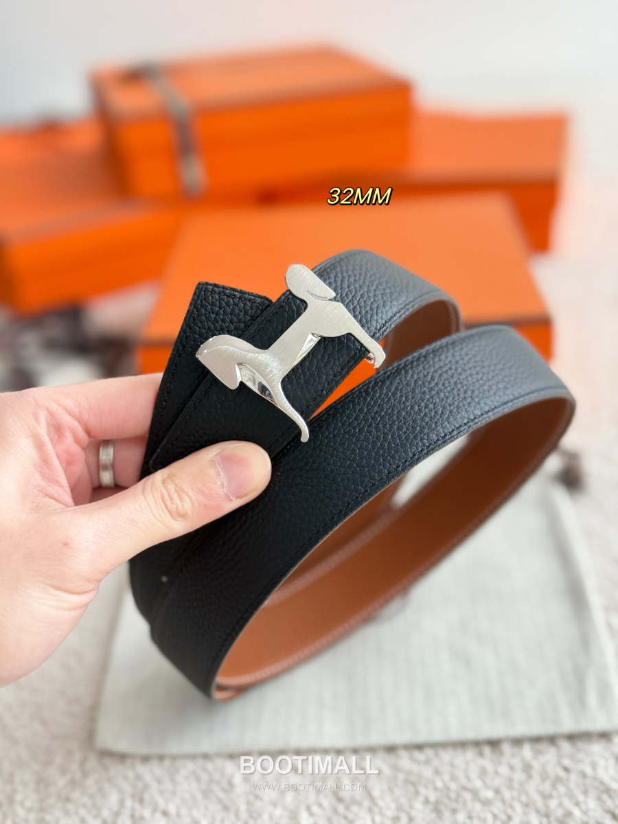 Hermès Panache Belt Buckle & Reversible Togo Leather에르메스 파나슈 버클 & 리버서블 토고 레더 스트랩 벨트 블랙/브라운 3.2cm 5