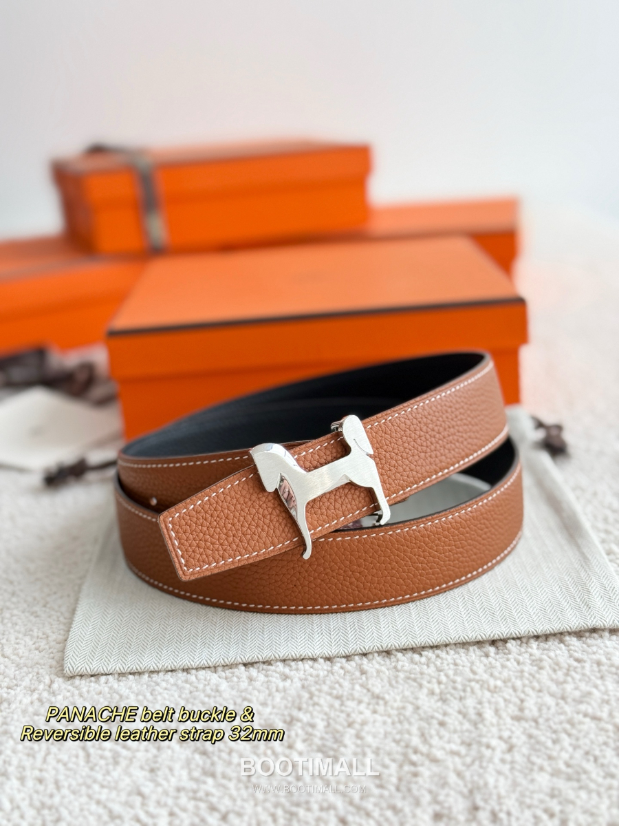 Hermès Panache Belt Buckle & Reversible Togo Leather에르메스 파나슈 버클 & 리버서블 토고 레더 스트랩 벨트 블랙/브라운 3.2cm 7