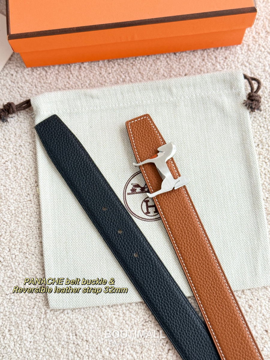 Hermès Panache Belt Buckle & Reversible Togo Leather에르메스 파나슈 버클 & 리버서블 토고 레더 스트랩 벨트 블랙/브라운 3.2cm 8