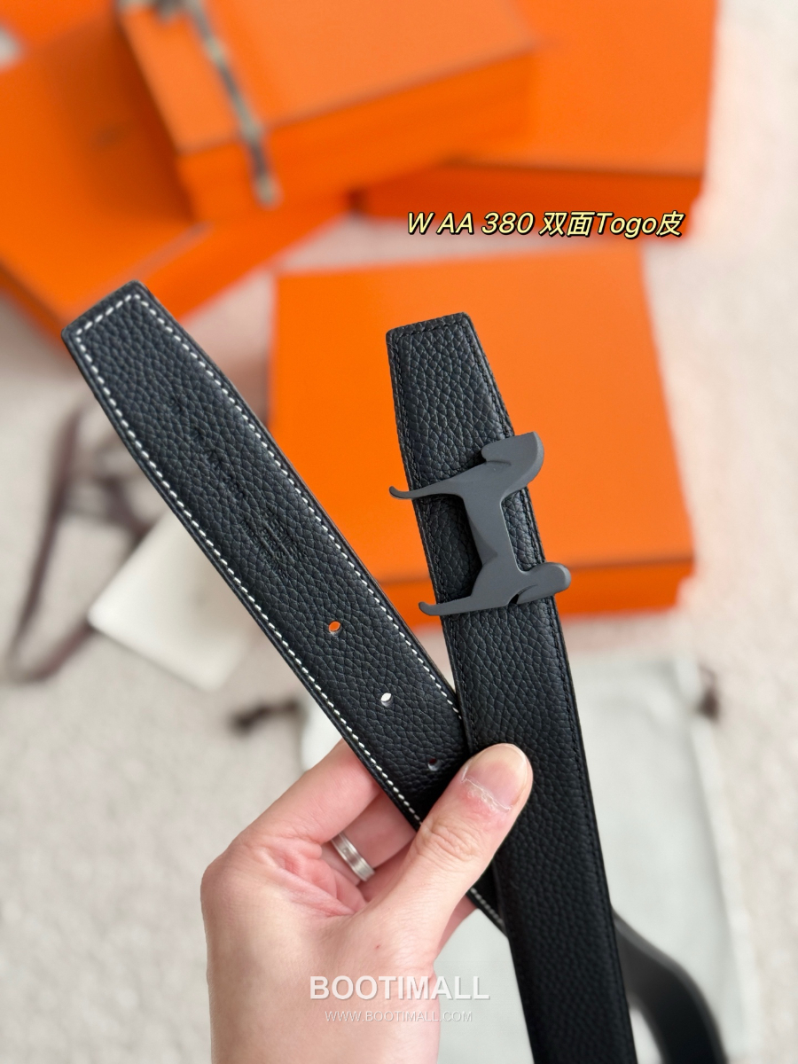 Hermès Panache Belt Buckle & Reversible Togo Leather에르메스 파나슈 버클 & 리버서블 토고 레더 스트랩 벨트 블랙 매트블랙버클  3.2cm 6