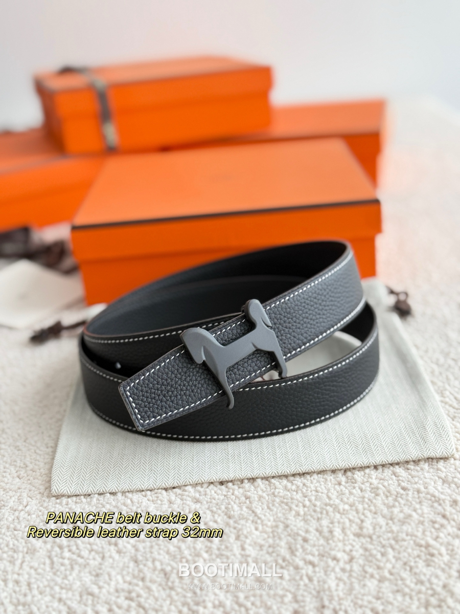 Hermès Panache Belt Buckle & Reversible Togo Leather에르메스 파나슈 버클 & 리버서블 토고 레더 스트랩 벨트 블랙 매트블랙버클  3.2cm 7