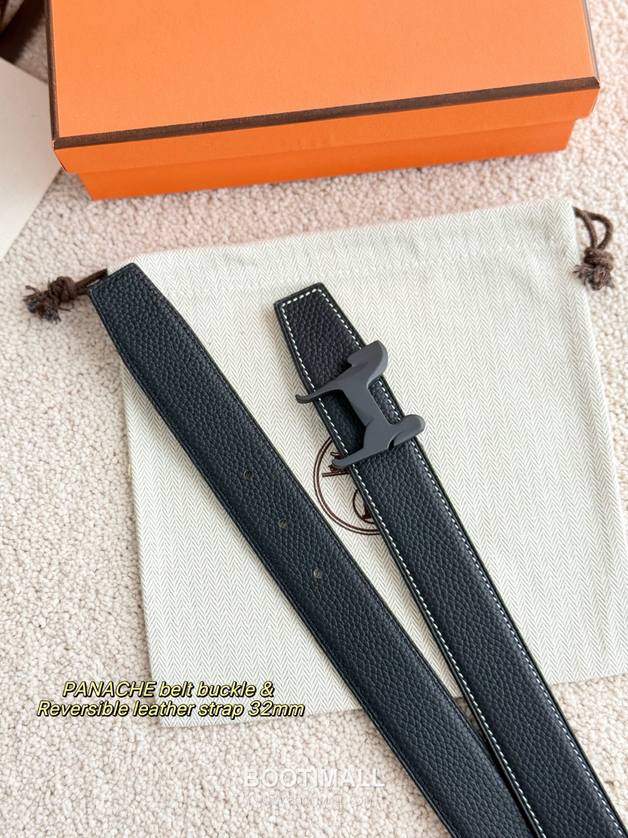 Hermès Panache Belt Buckle & Reversible Togo Leather에르메스 파나슈 버클 & 리버서블 토고 레더 스트랩 벨트 블랙 매트블랙버클  3.2cm 8