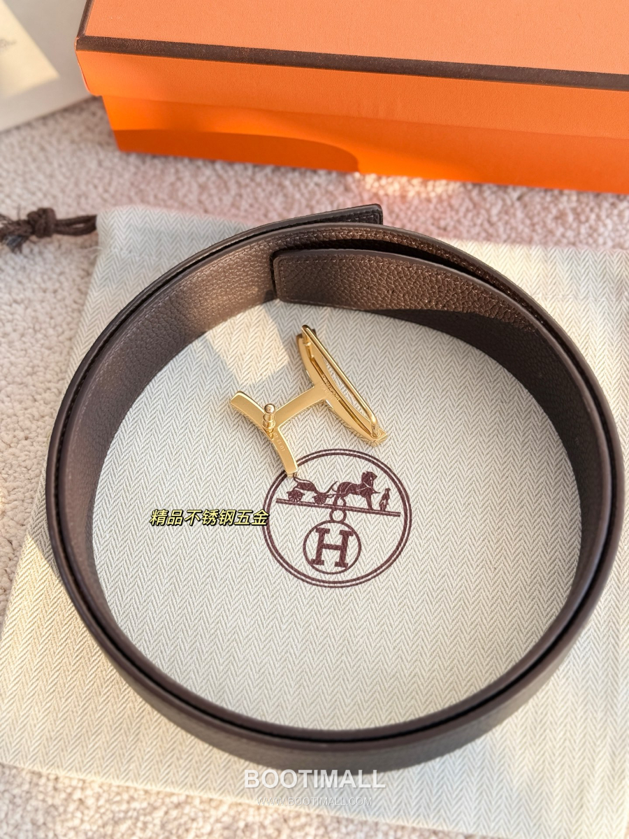 Hermès Script Belt Buckle & Reversible Togo Leather Strap 에르메스 스크립트 버클 & 리버서블 토고 레더 스트랩 벨트 커피브라운/블랙 3.8cm 5