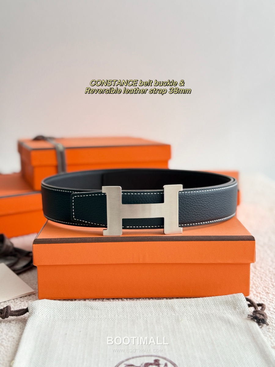 Hermès Constance Belt Buckle & Reversible Leather Strap 에르메스 콩스탕스 버클 & 리버서블 레더 스트랩 벨트 버건디 은장 3.8cm 3