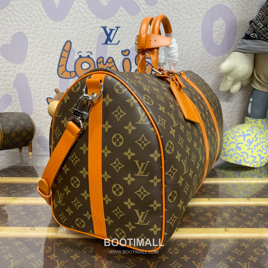 Louis Vuitton Keepall Bandoulière 50 Monogram Macassar 루이 비통 키폴 반둘리에 50 모노그램 마카사르 트래블 더플백 브라운 50cm 3