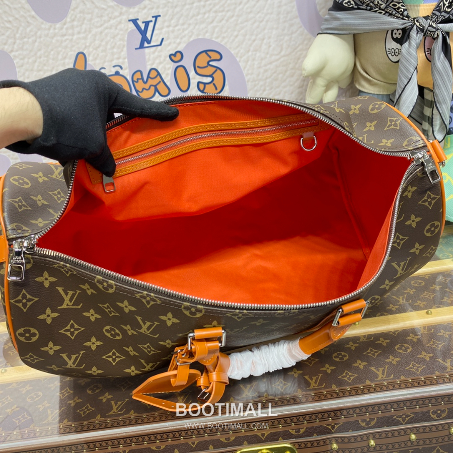 Louis Vuitton Keepall Bandoulière 50 Monogram Macassar 루이 비통 키폴 반둘리에 50 모노그램 마카사르 트래블 더플백 브라운 50cm 9