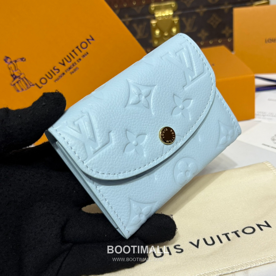 Louis Vuitton Rosalie Coin Purse Monogram 루이비통 로잘리 코인 퍼스 모노그램 앙프렝뜨 가죽 M25810 파스텔블루 11cm 4