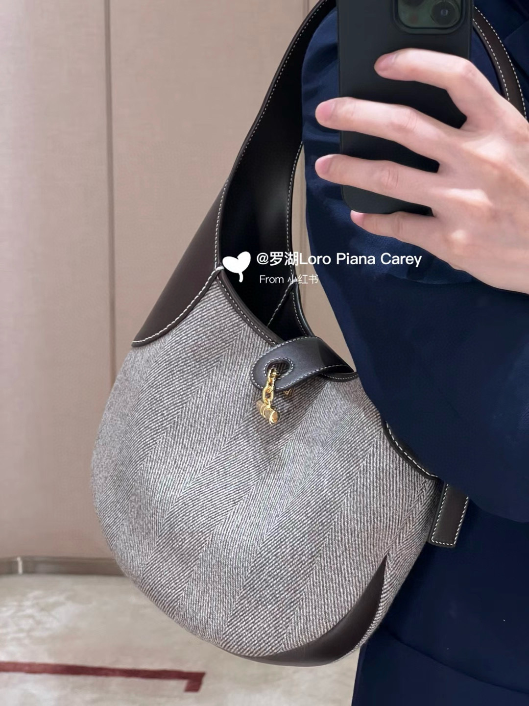 Loro piana 로로피아나 로로 피아나 Bobbin 양모 배색 숄더백 3