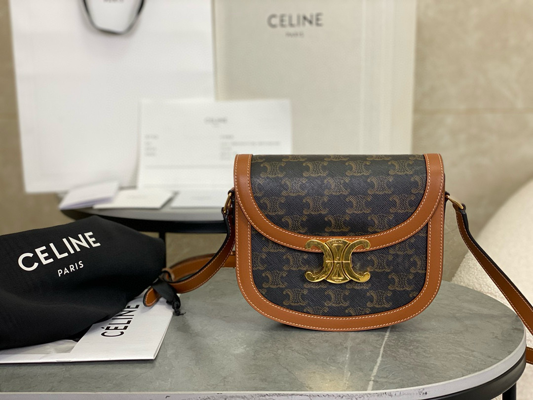 Celine 셀린느 트리오프 케빈 문 로고 마장 숄더백 1