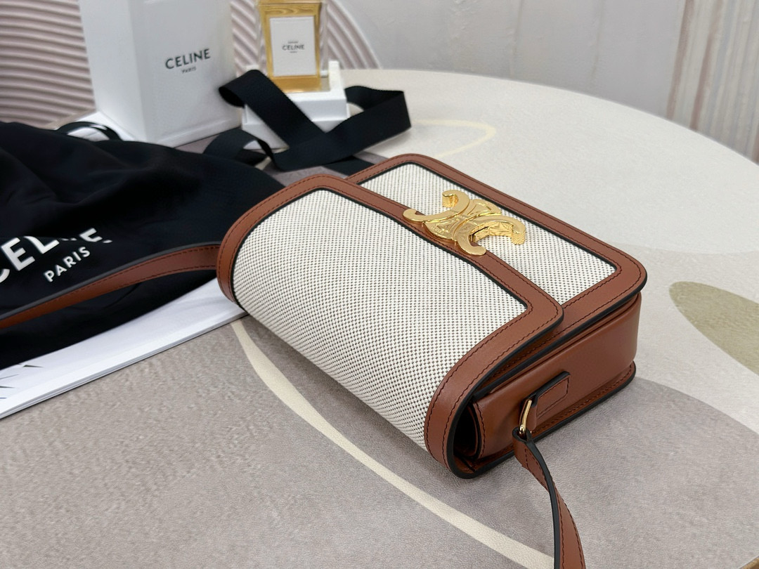 Celine 셀린느 트리오므프 캔버스 소가죽 크로스백 5