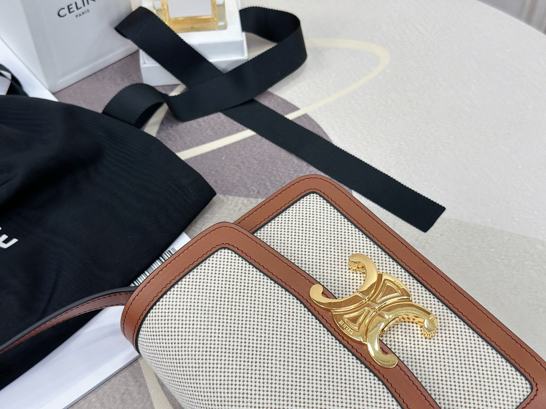 Celine 셀린느 트리오므프 캔버스 소가죽 크로스백 7
