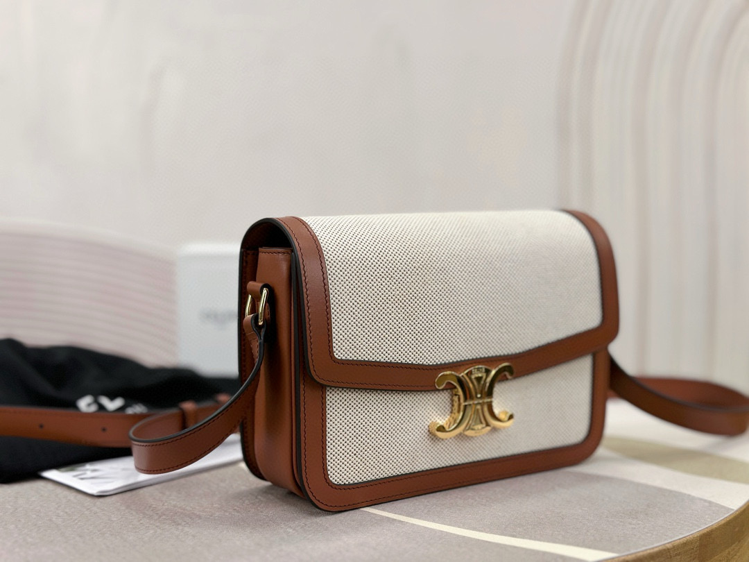 Celine 셀린느 트리오므 캔버스 레더 숄더백 2