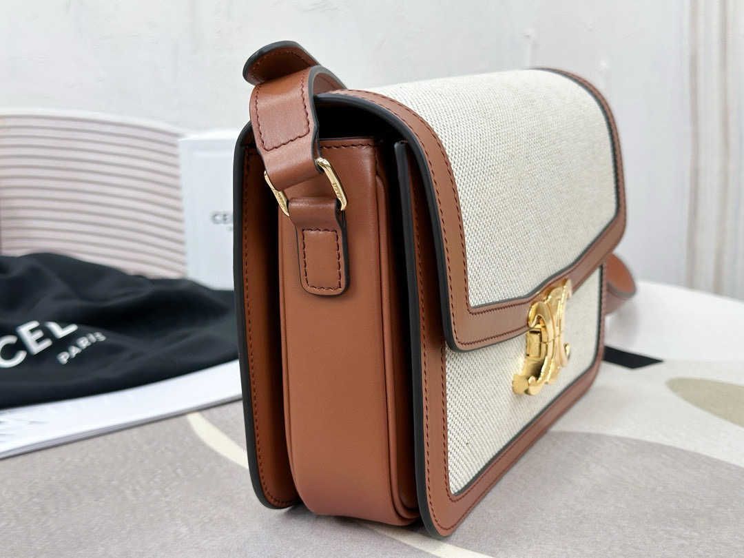 Celine 셀린느 트리오므 캔버스 레더 숄더백 3
