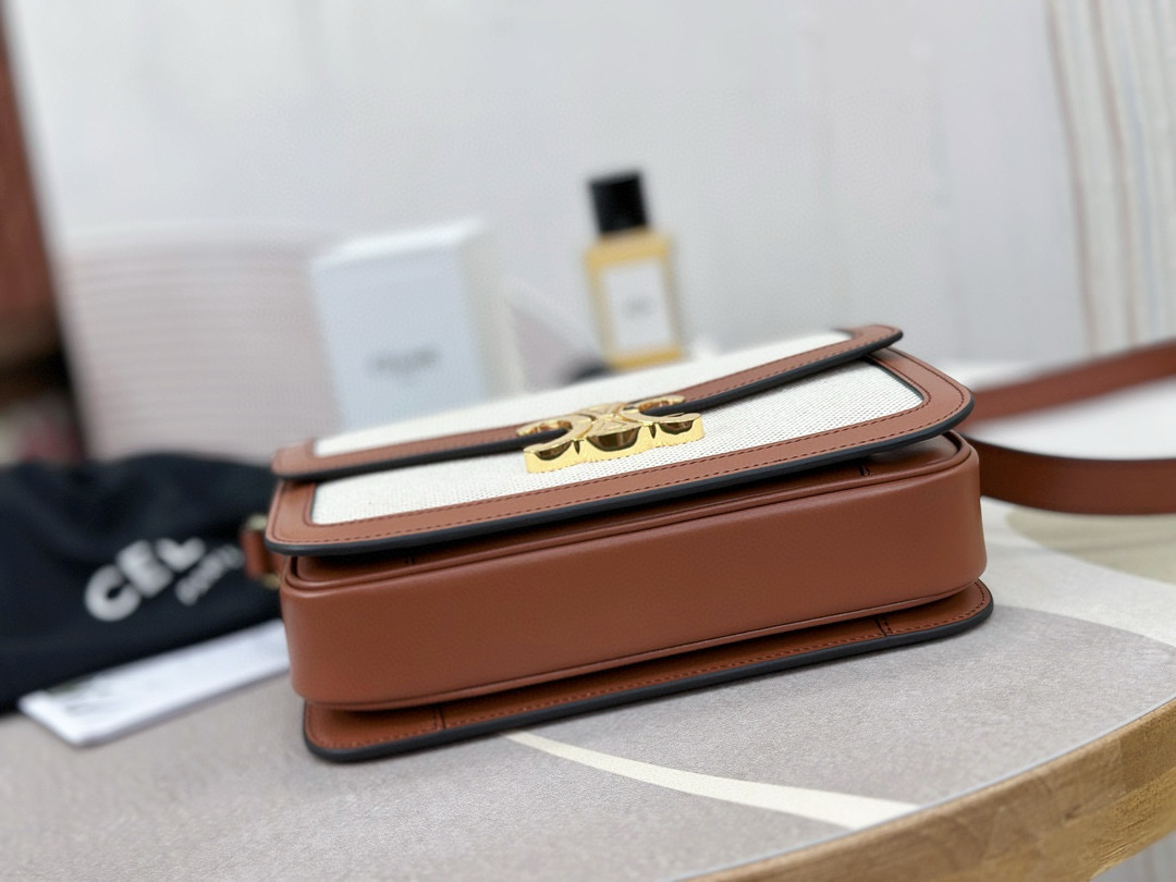 Celine 셀린느 트리오므 캔버스 레더 숄더백 5