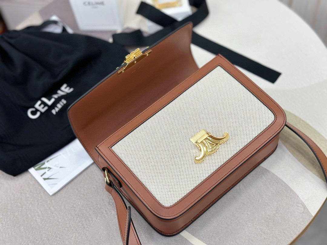 Celine 셀린느 트리오므 캔버스 레더 숄더백 8