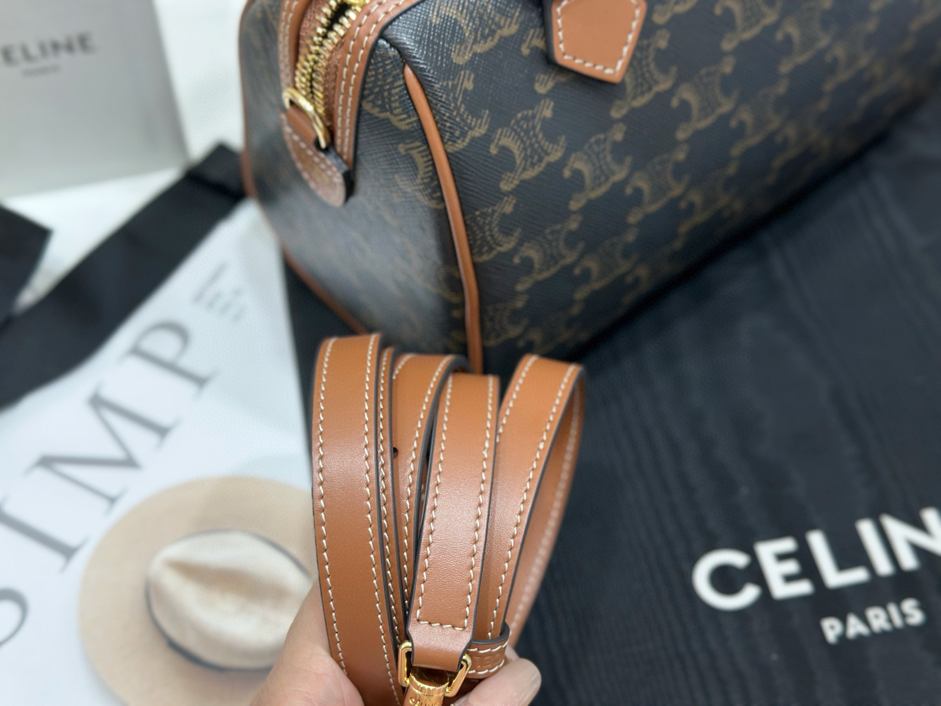 Celine 셀린느 소형 보스턴 올오버 블랙 백 5