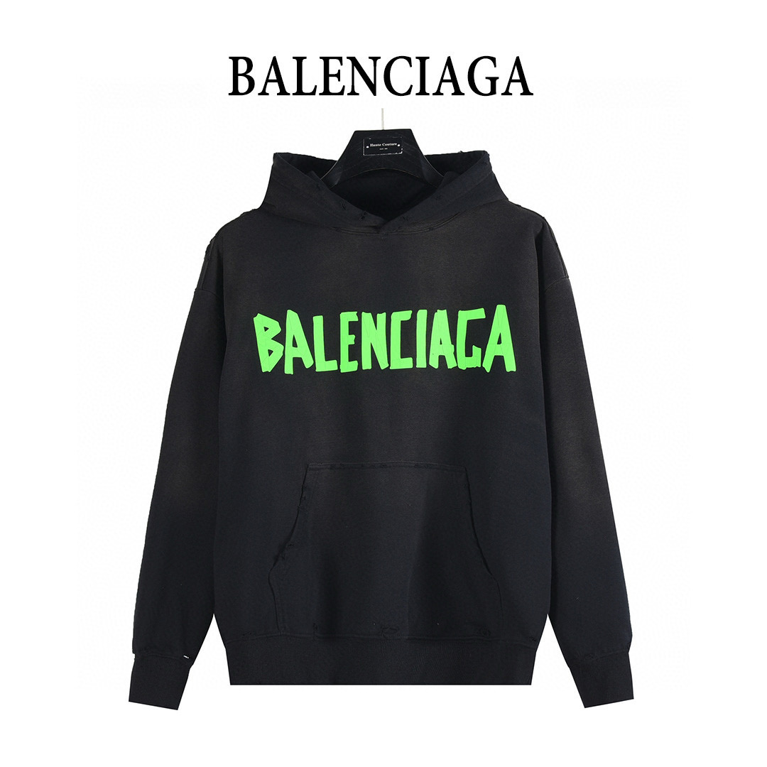 Balenciaga 발렌시아가 25FW 입체 고무 나염 워싱 디스트로이드 후드 티셔츠 11