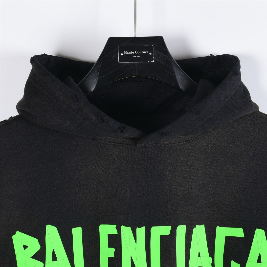 Balenciaga 발렌시아가 25FW 입체 고무 나염 워싱 디스트로이드 후드 티셔츠 13
