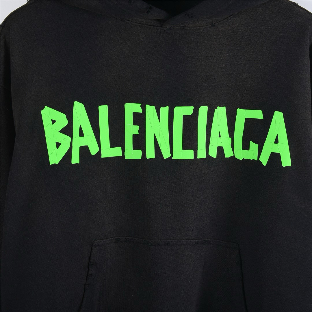 Balenciaga 발렌시아가 25FW 입체 고무 나염 워싱 디스트로이드 후드 티셔츠 15