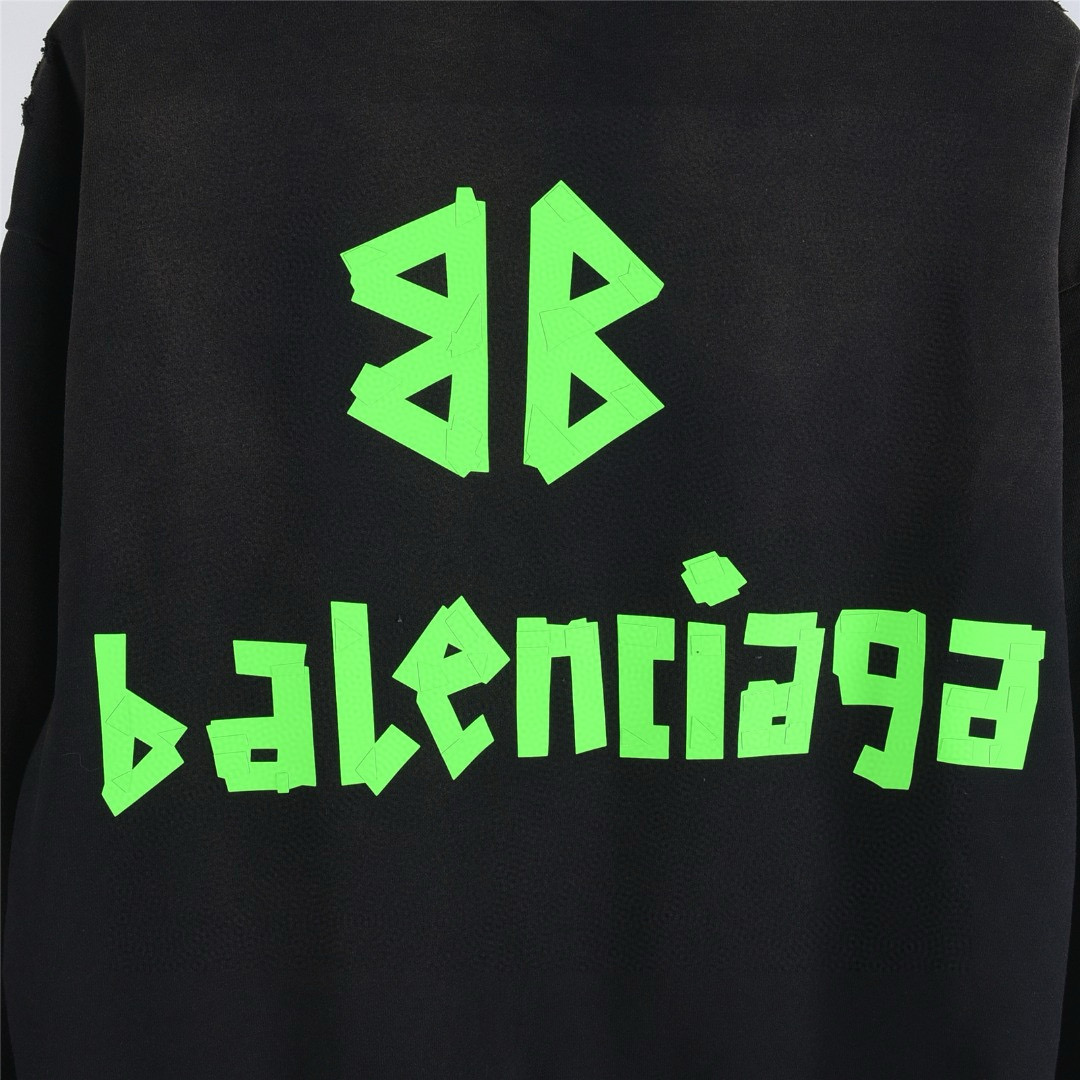 Balenciaga 발렌시아가 25FW 입체 고무 나염 워싱 디스트로이드 후드 티셔츠 16