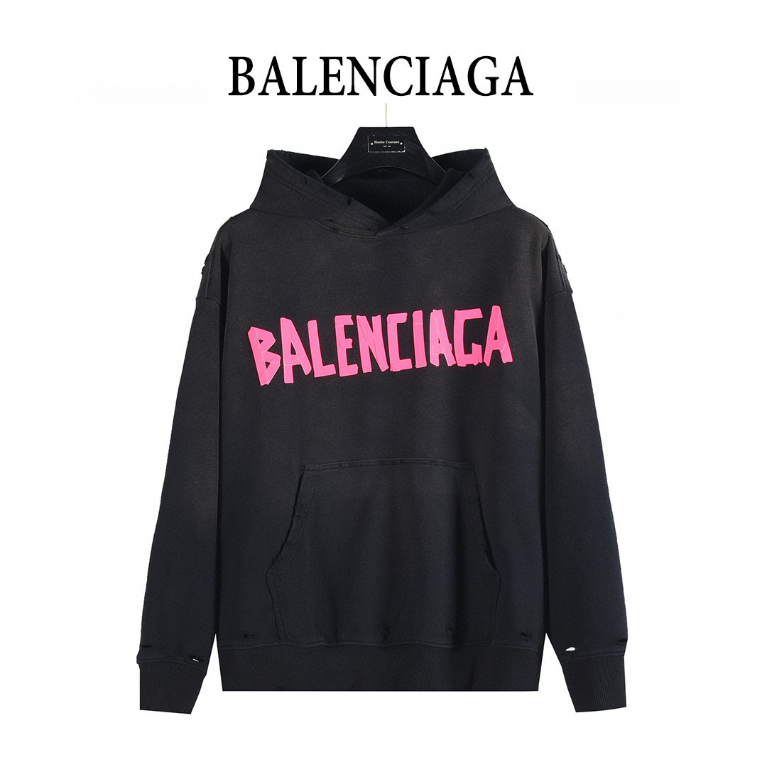 Balenciaga 발렌시아가 25FW 입체 고무 나염 워싱 디스트로이드 후드 티셔츠 10