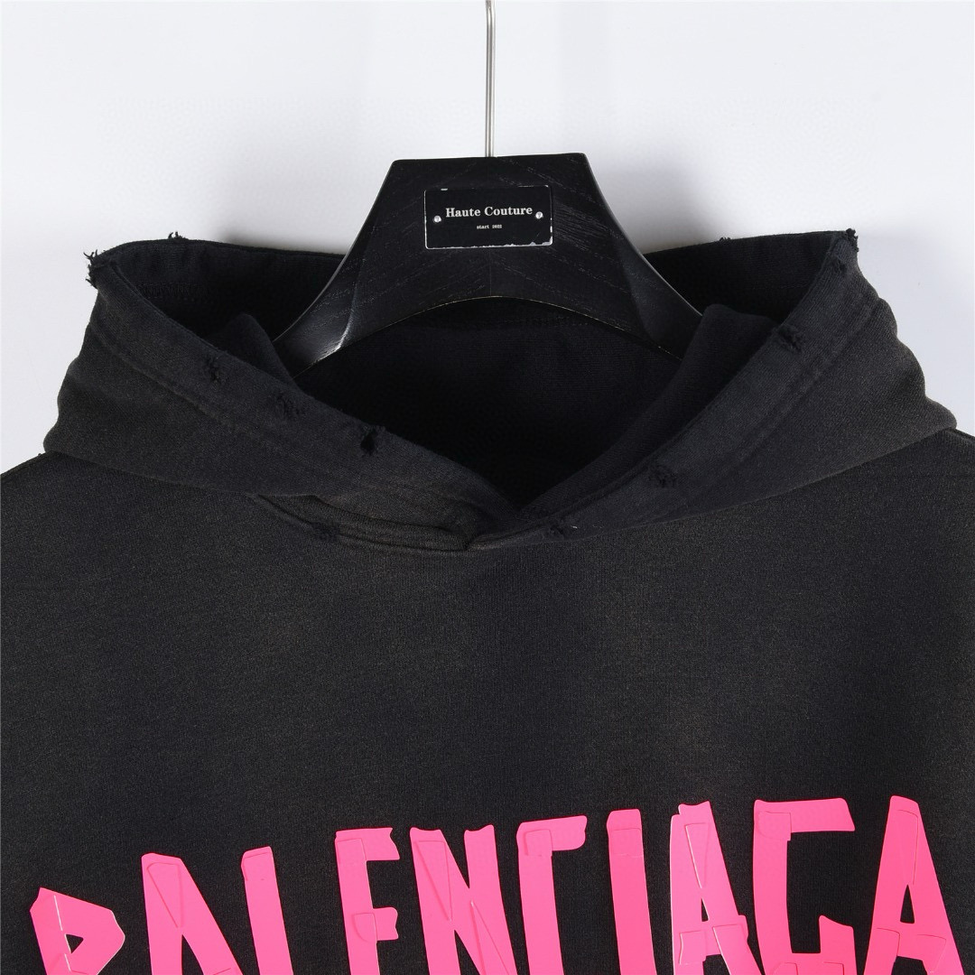 Balenciaga 발렌시아가 25FW 입체 고무 나염 워싱 디스트로이드 후드 티셔츠 12