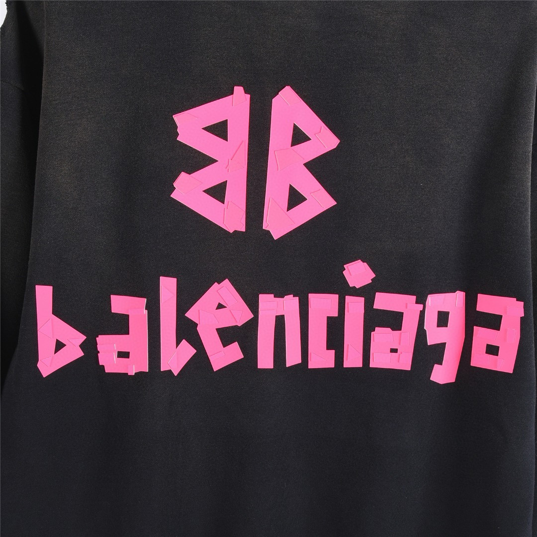 Balenciaga 발렌시아가 25FW 입체 고무 나염 워싱 디스트로이드 후드 티셔츠 15