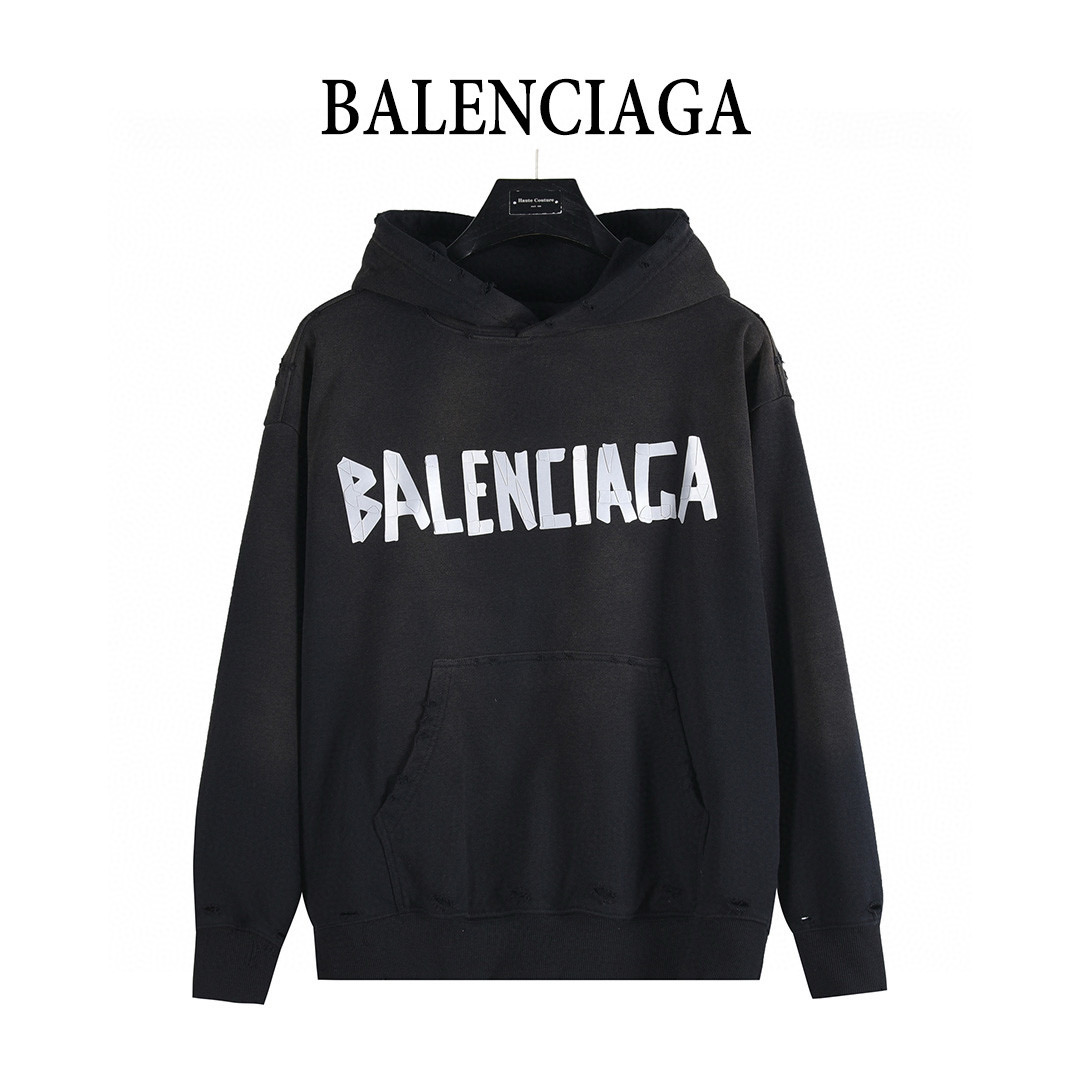 Balenciaga 발렌시아가 25FW 입체 고무 나염 워싱 디스트로이드 후드 티셔츠 10