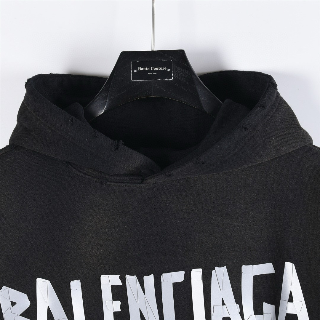 Balenciaga 발렌시아가 25FW 입체 고무 나염 워싱 디스트로이드 후드 티셔츠 12