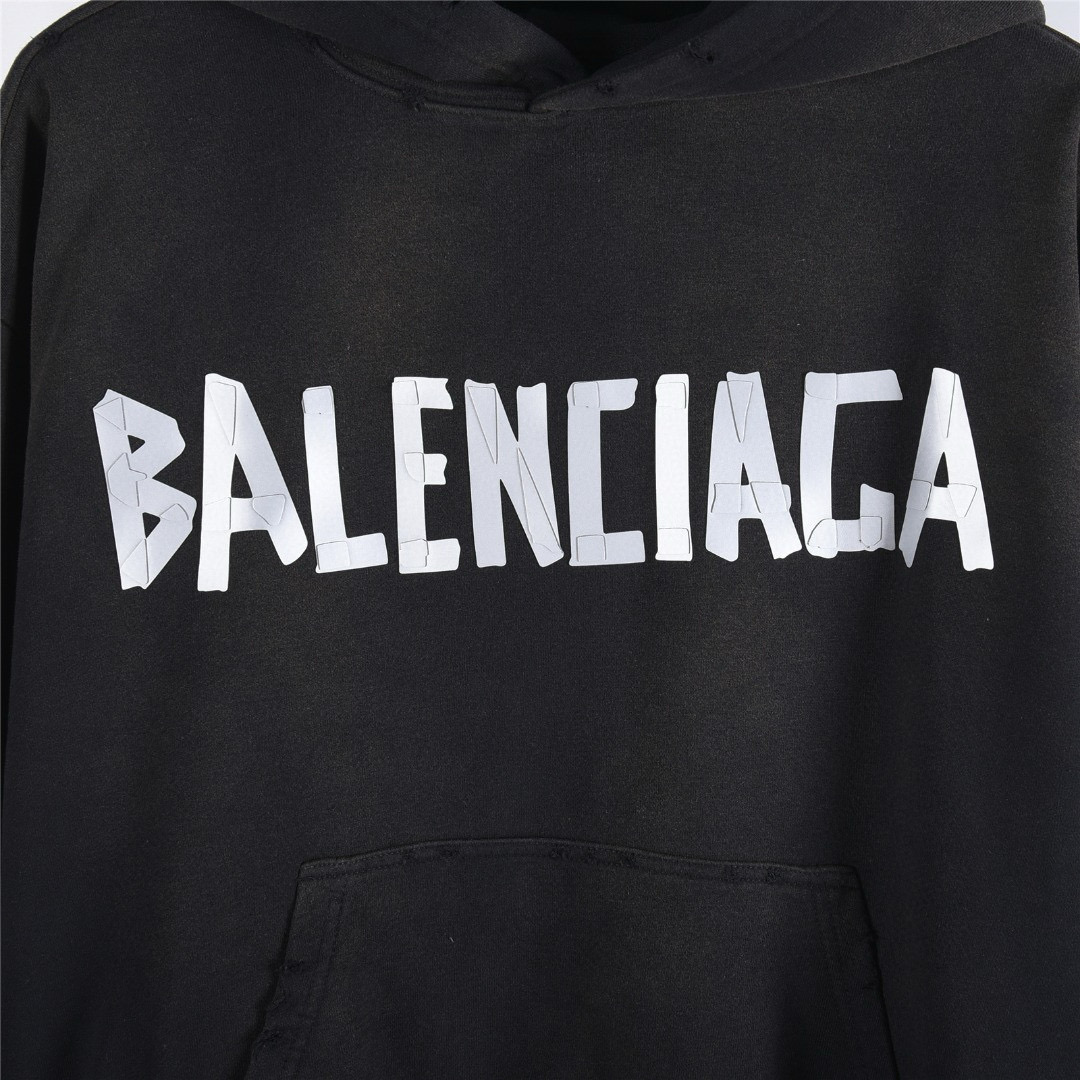 Balenciaga 발렌시아가 25FW 입체 고무 나염 워싱 디스트로이드 후드 티셔츠 14