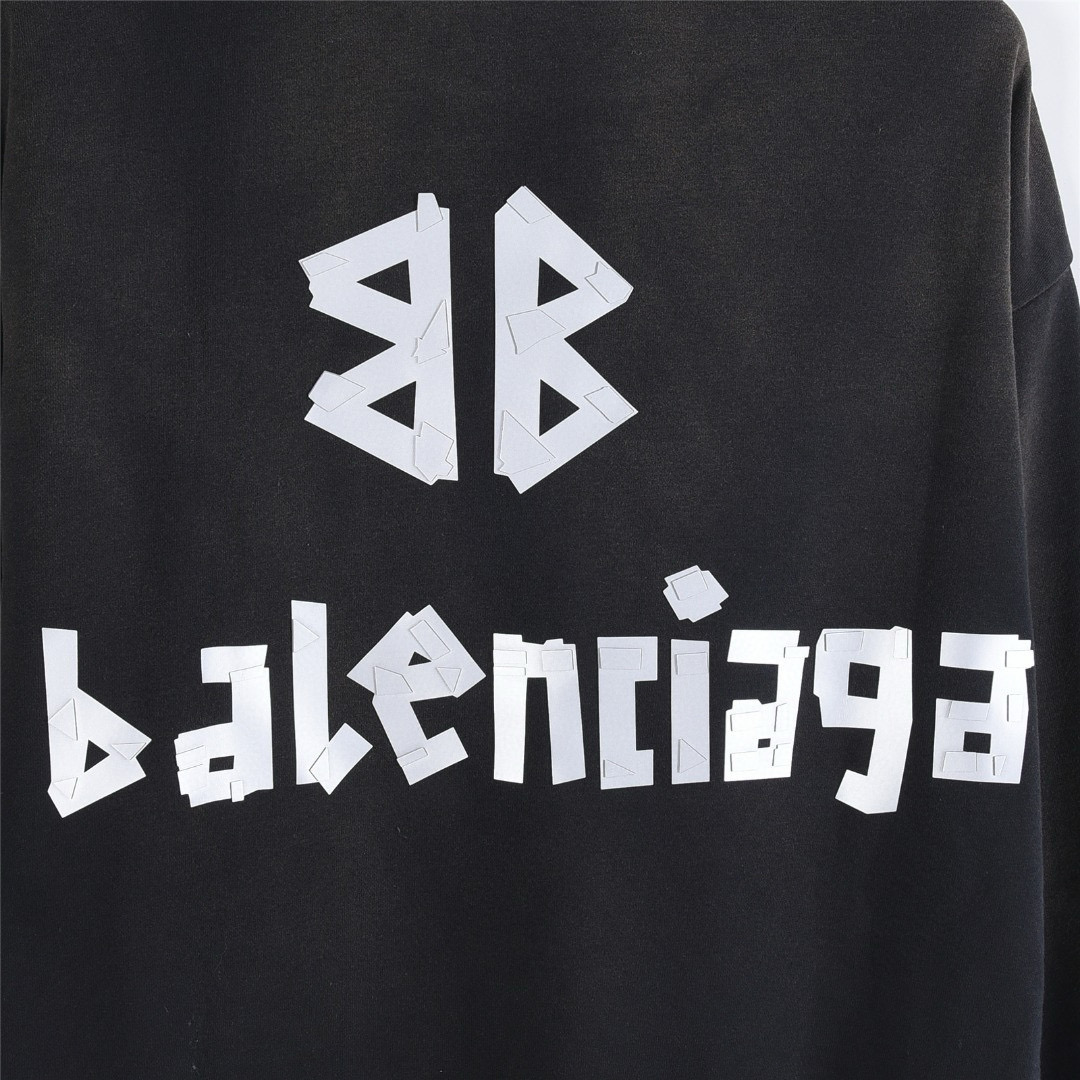 Balenciaga 발렌시아가 25FW 입체 고무 나염 워싱 디스트로이드 후드 티셔츠 15