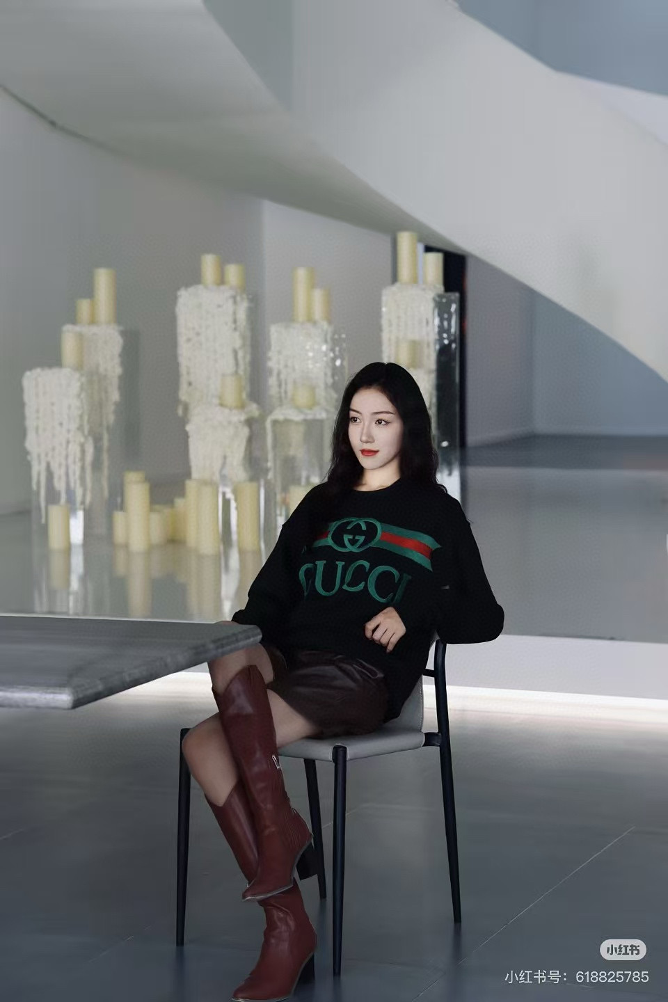 Gucci 구찌 레드 그린 웨이스트 밴드 로고 자수 라운드넥 맨투맨 5