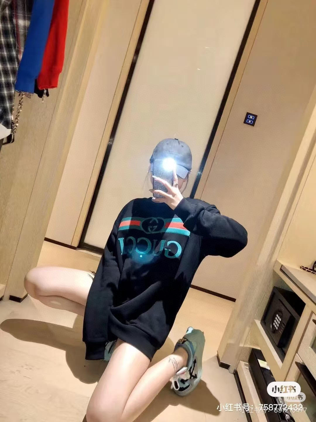 Gucci 구찌 레드 그린 웨이스트 밴드 로고 자수 라운드넥 맨투맨 7