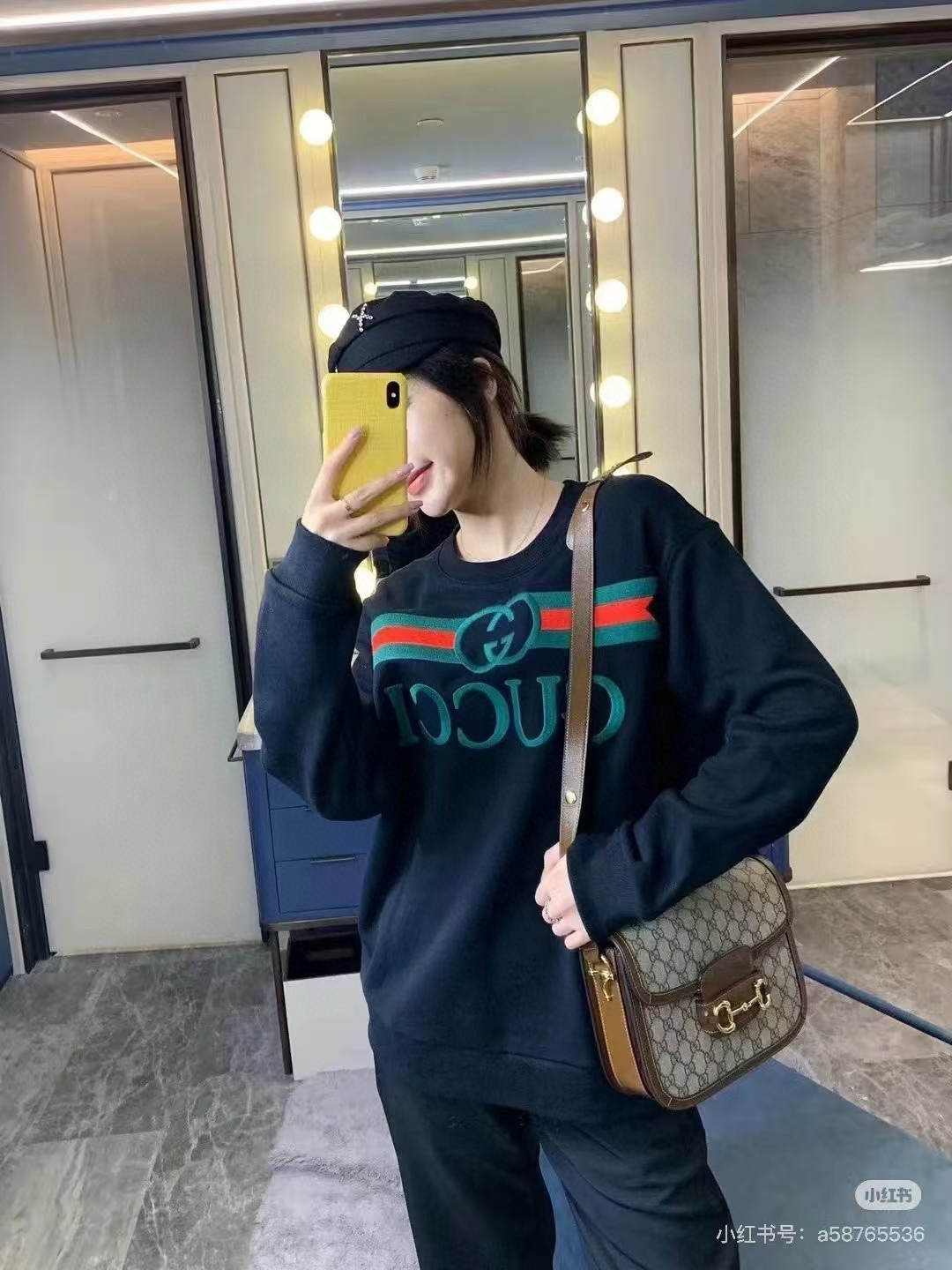 Gucci 구찌 레드 그린 웨이스트 밴드 로고 자수 라운드넥 맨투맨 8