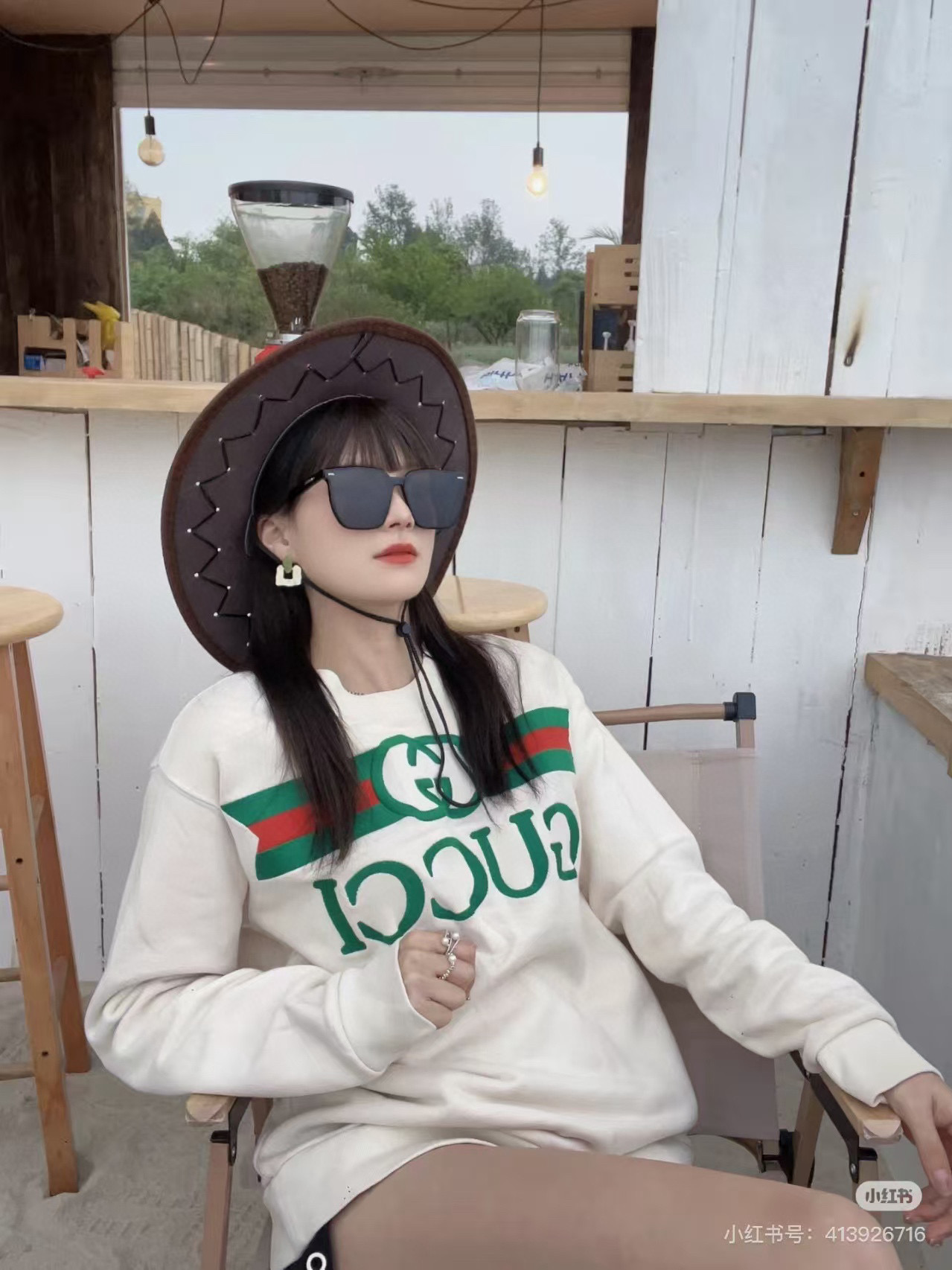 Gucci 구찌 레드 그린 웨이스트 밴드 로고 자수 라운드넥 맨투맨 3