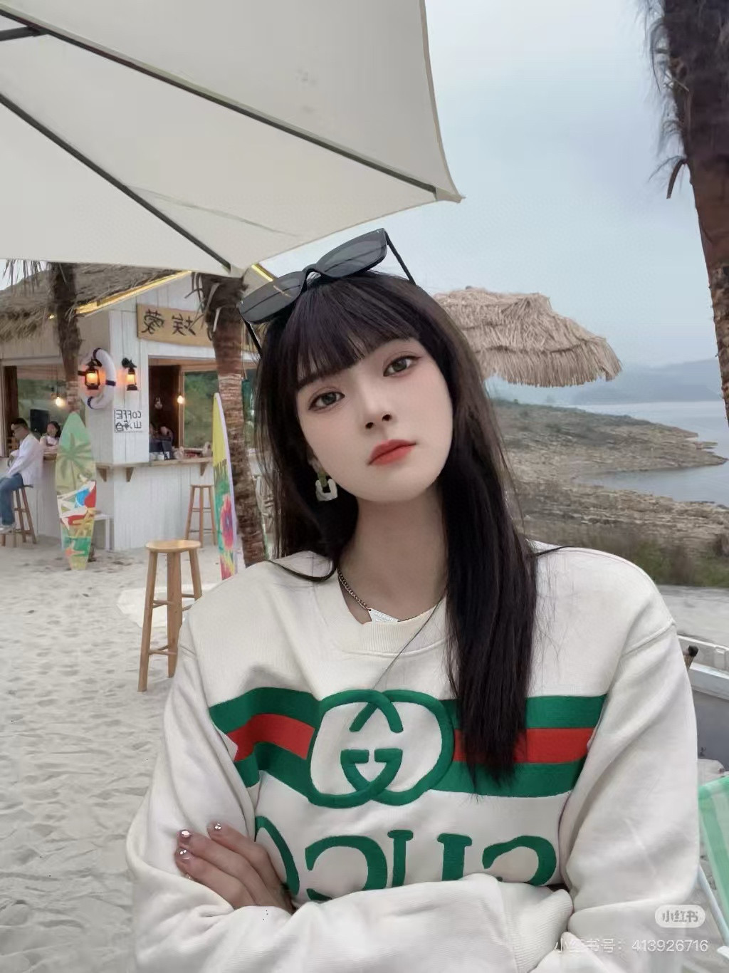 Gucci 구찌 레드 그린 웨이스트 밴드 로고 자수 라운드넥 맨투맨 4