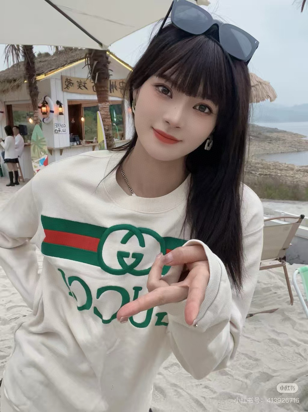 Gucci 구찌 레드 그린 웨이스트 밴드 로고 자수 라운드넥 맨투맨 5