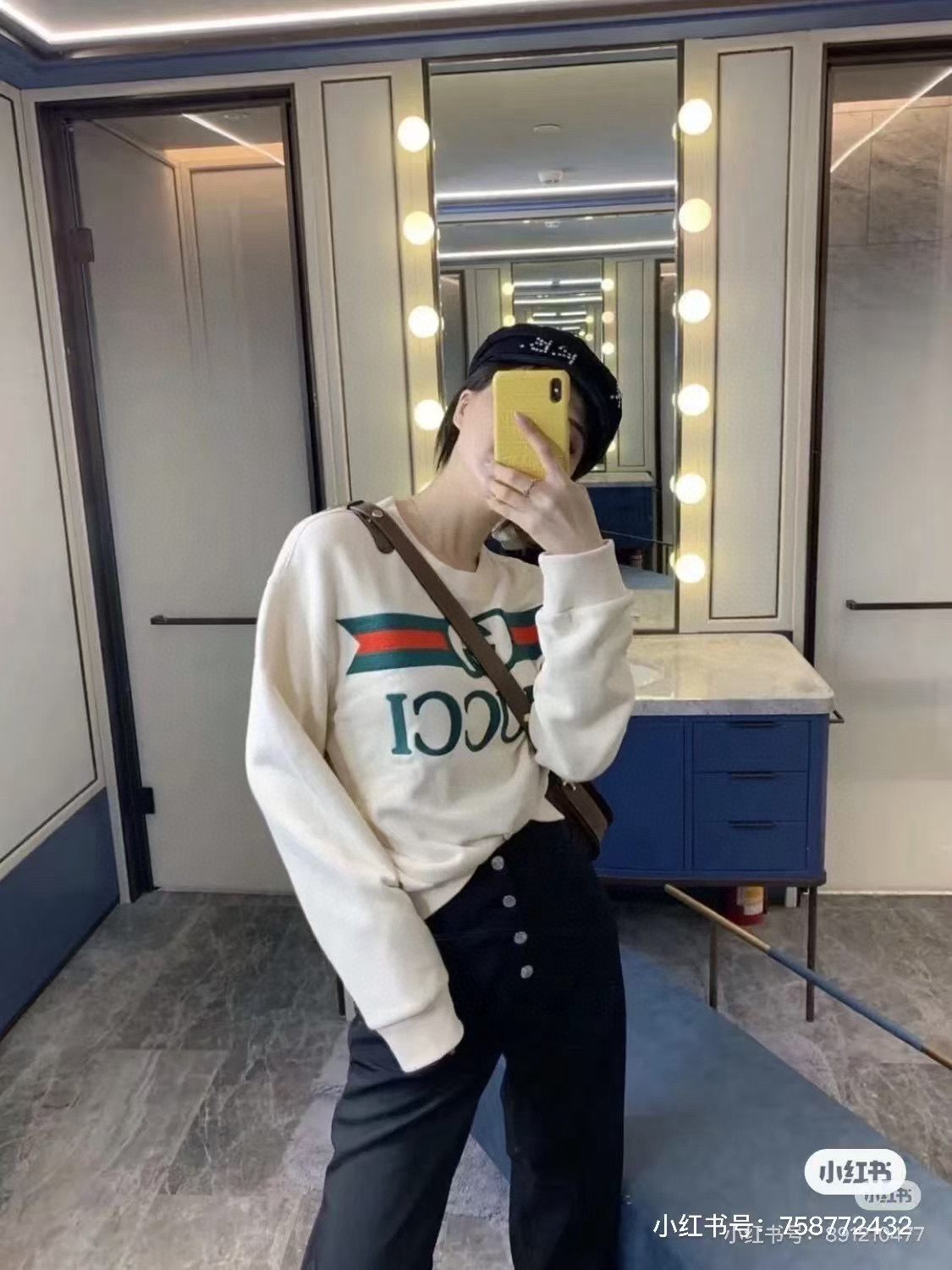 Gucci 구찌 레드 그린 웨이스트 밴드 로고 자수 라운드넥 맨투맨 8