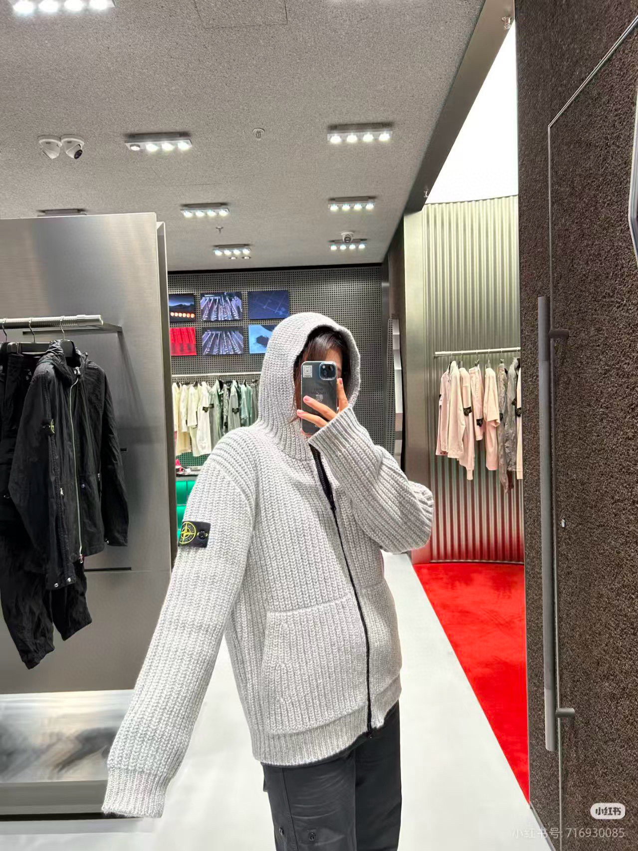 Stone Island 스톤 아일랜드 실버 그레이 후드 니트 집업 가디건 4