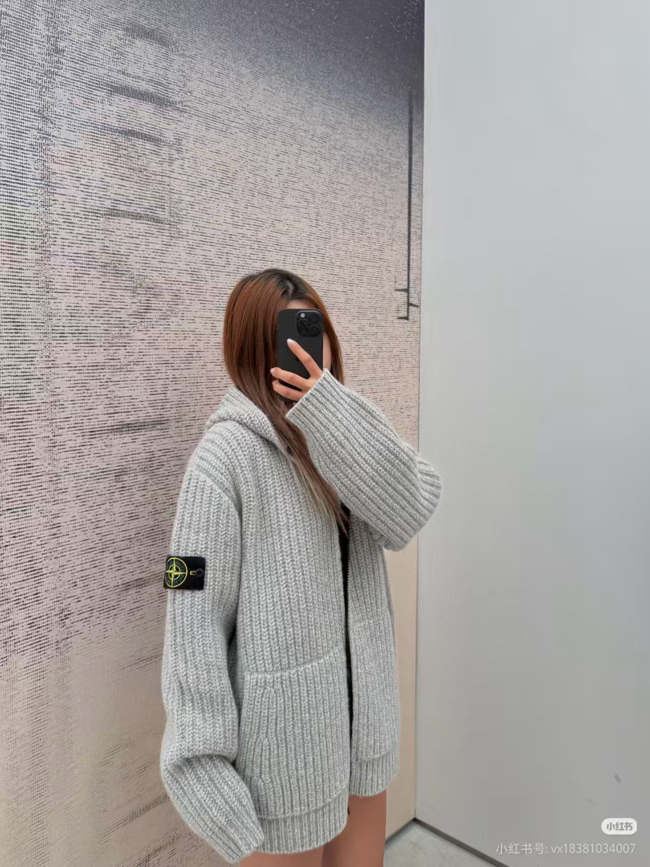 Stone Island 스톤 아일랜드 실버 그레이 후드 니트 집업 가디건 6