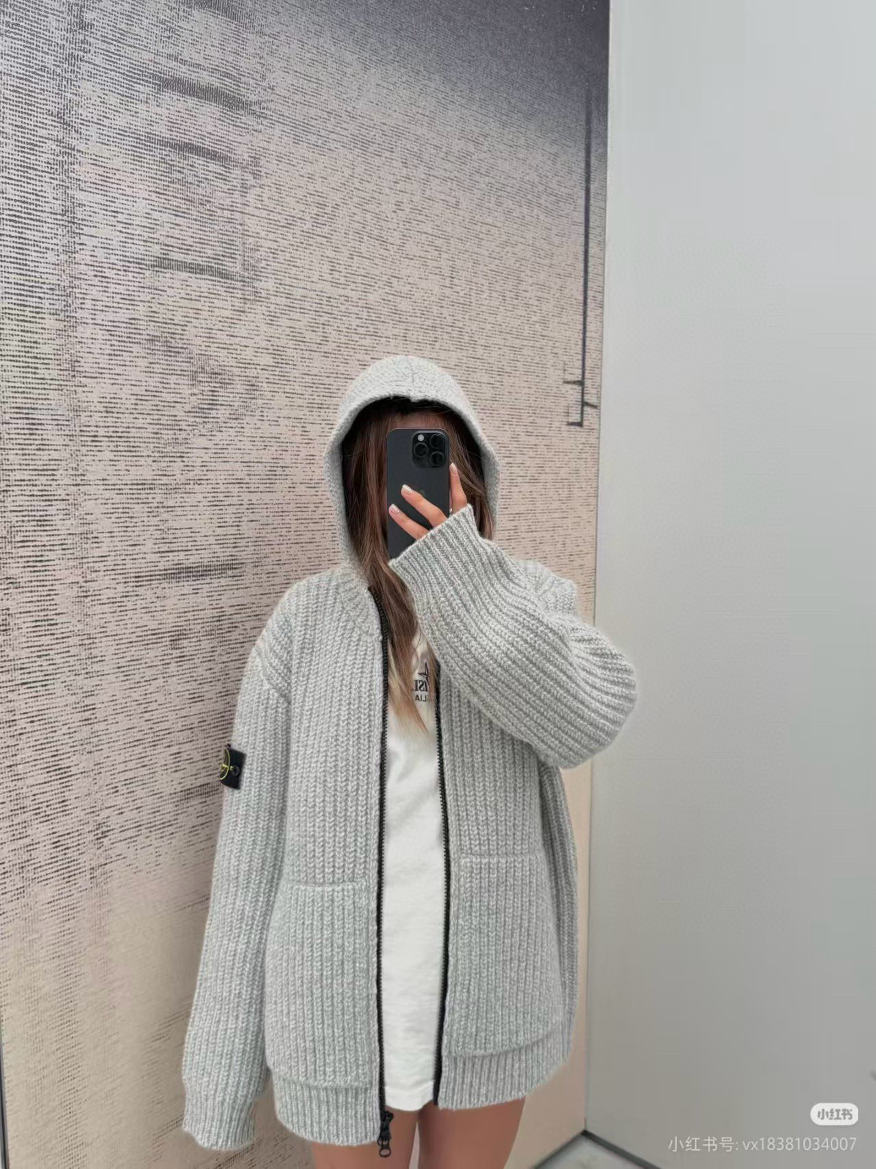 Stone Island 스톤 아일랜드 실버 그레이 후드 니트 집업 가디건 7