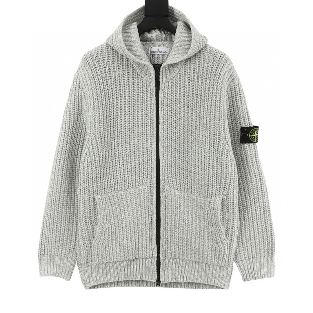 Stone Island 스톤 아일랜드 실버 그레이 후드 니트 집업 가디건 10