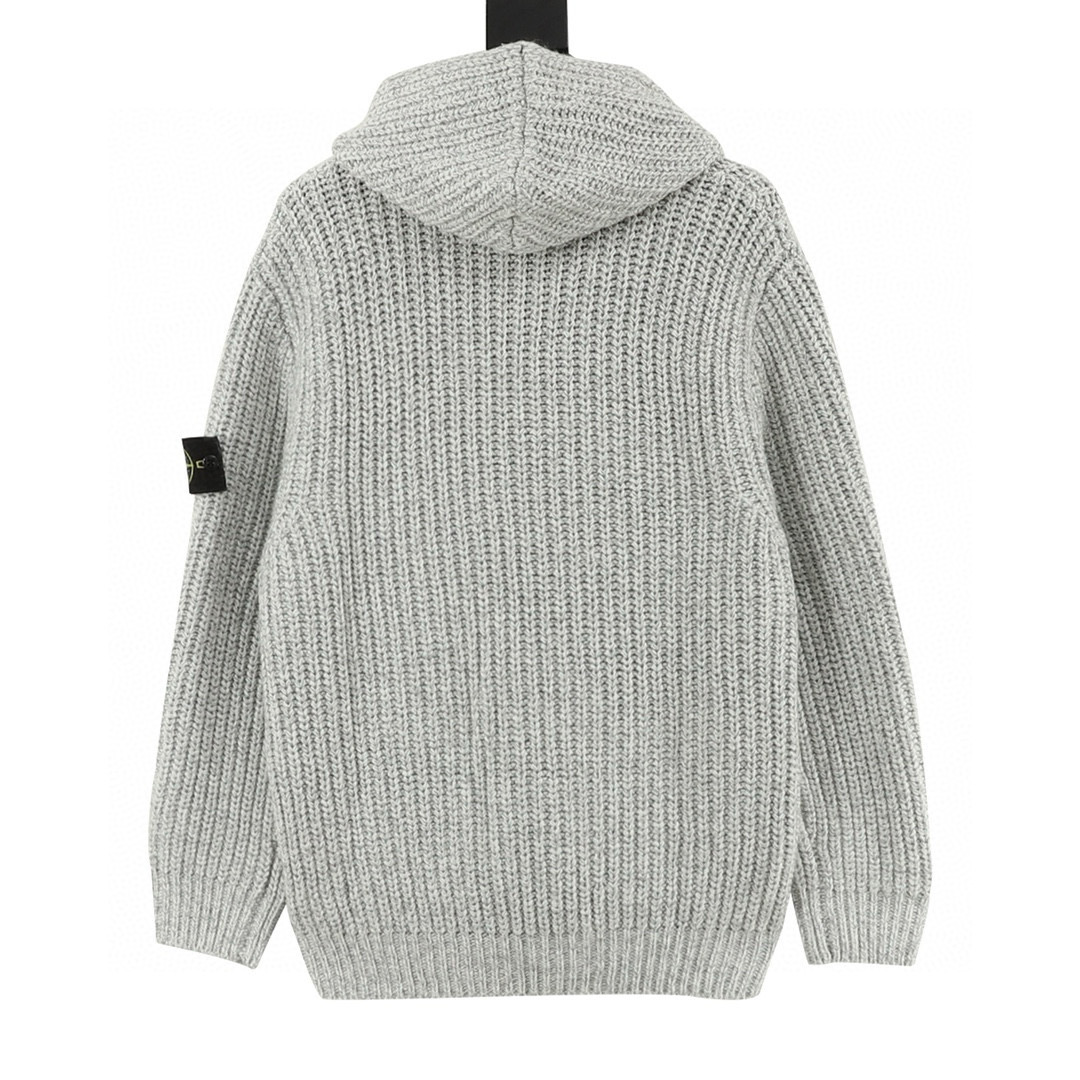 Stone Island 스톤 아일랜드 실버 그레이 후드 니트 집업 가디건 11